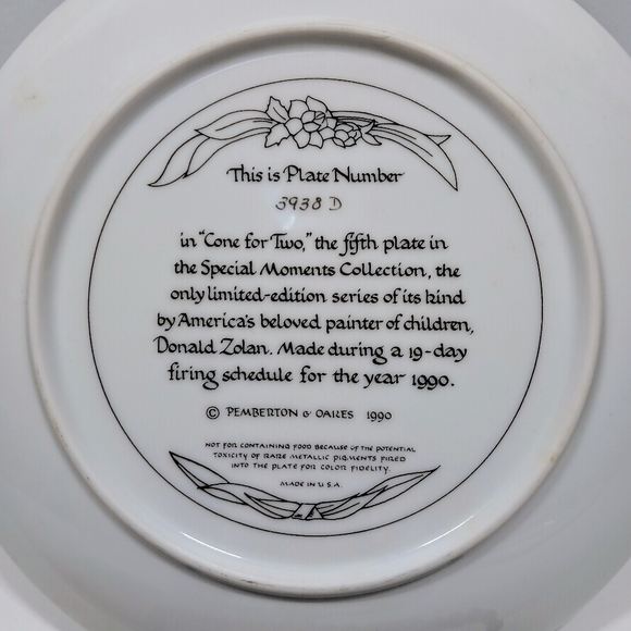 "Cone for Two" Vintage Plate #3938 D by Artist Donald Zolan - Picture 3 of 4